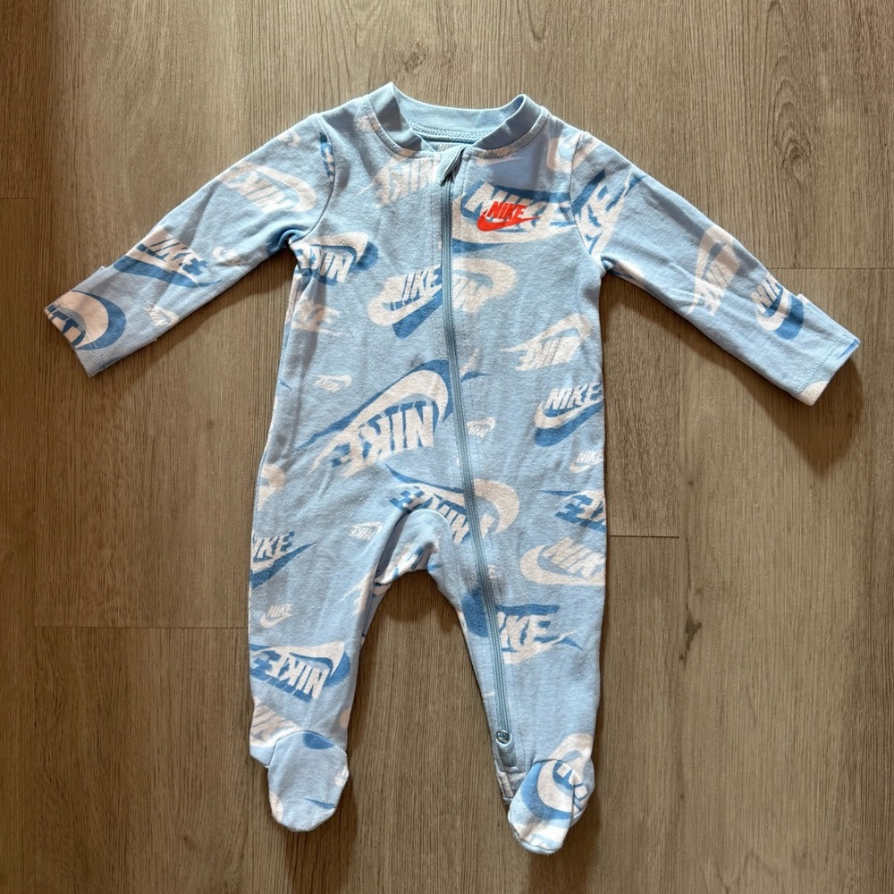 Nike Baby Pajamas Blue Logo Print | Size 3 Months